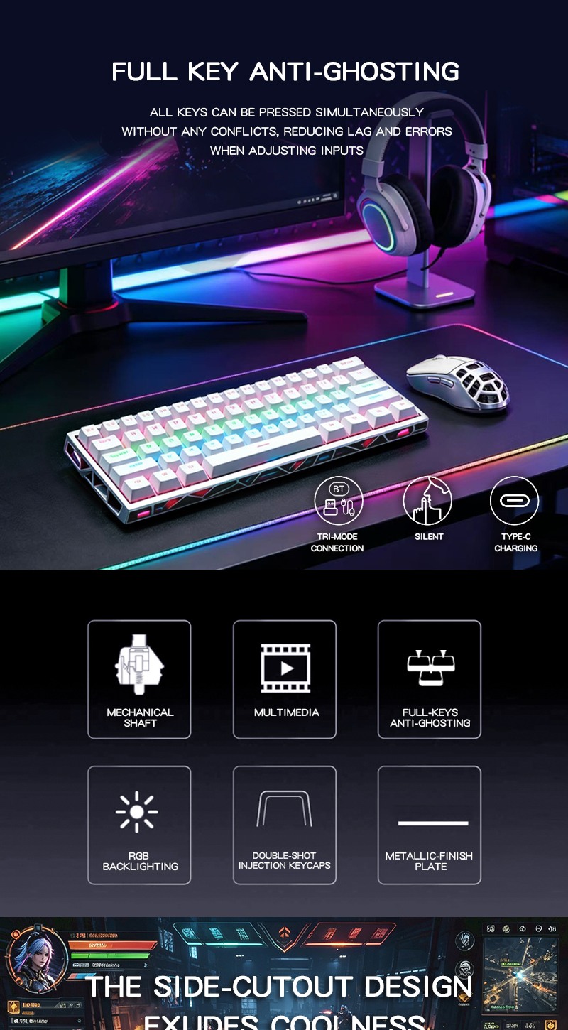 Tri-Mode Cutout Keyboard & Mouse Combo detail image 1