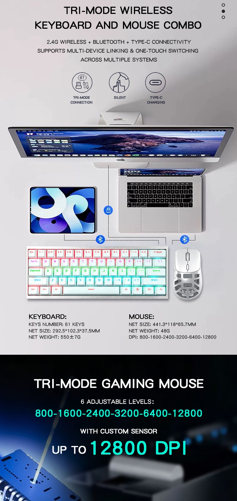 Tri-Mode Cutout Keyboard & Mouse Combo detail image 4