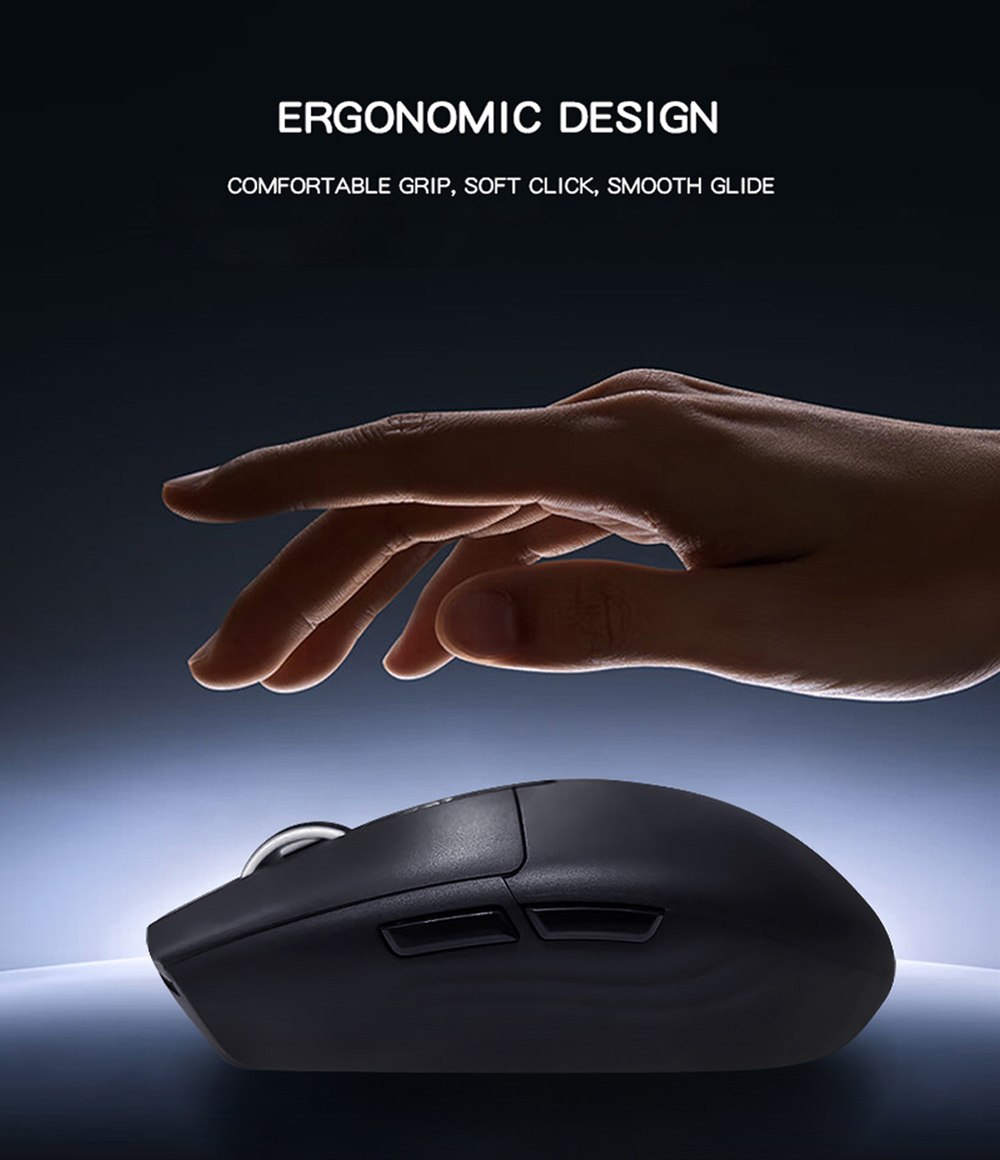 Ergonomic shape and comfortable grip — Dual-Mode Wireless Mouse with Battery Display