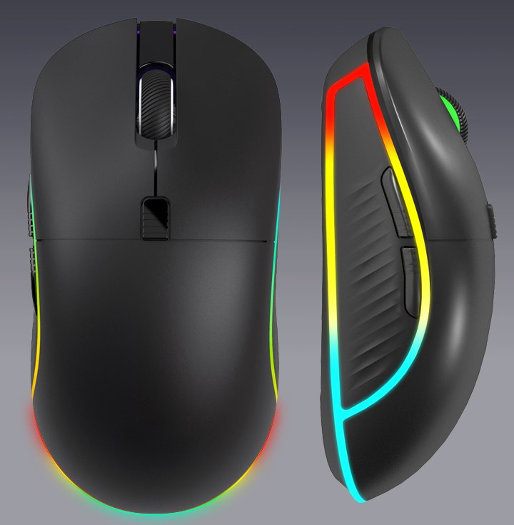 Top and side profiles with perimeter lighting — 8-Button RGB Wired Gaming Mouse