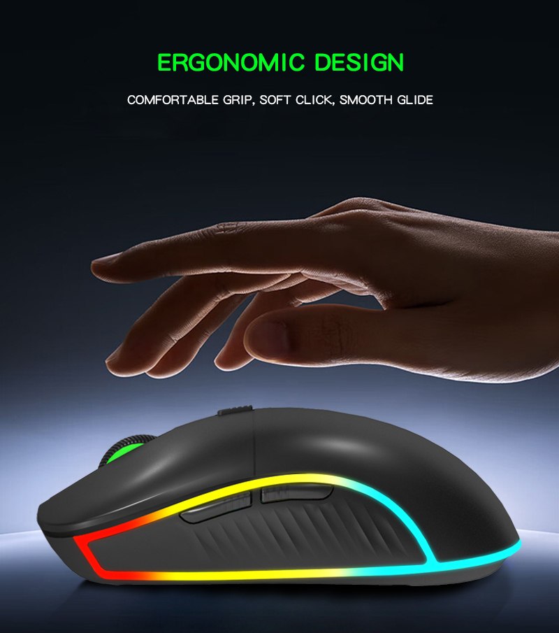 Ergonomic side profile and hand position — 8-Button RGB Wired Gaming Mouse