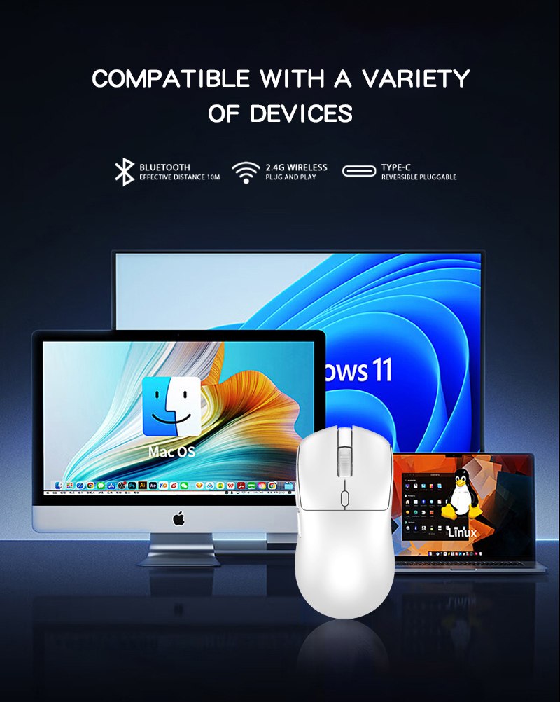 Compatibility with laptop and desktop platforms — GM633 Tri-Mode Gaming Mouse with Removable Battery