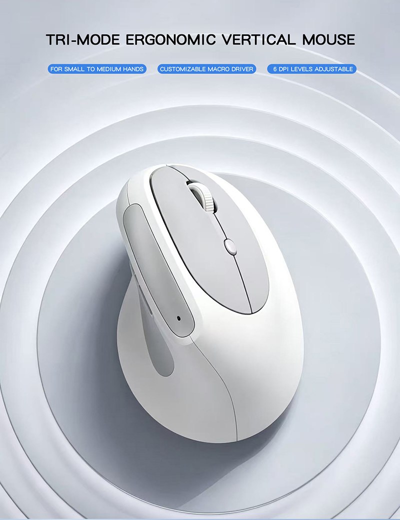 Vertical mouse with ergonomic support — Tri-Mode Ergonomic Vertical Mouse