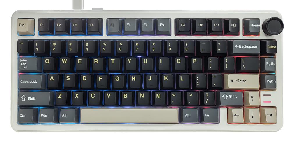 MK662 magnetic gaming keyboard, White case with dark keycaps, front view