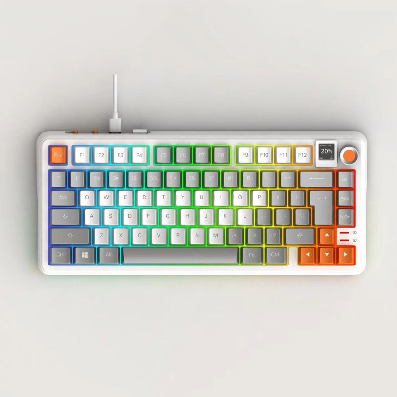 MK663-ME 82-key white mechanical keyboard with RGB lighting, top view