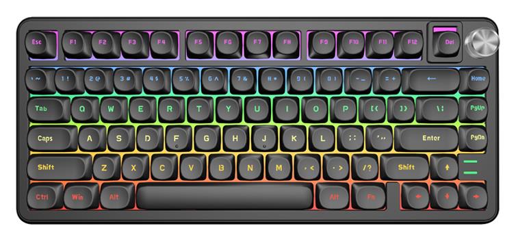 MK663-ME dark mechanical keyboard with RGB lighting and rotary knob