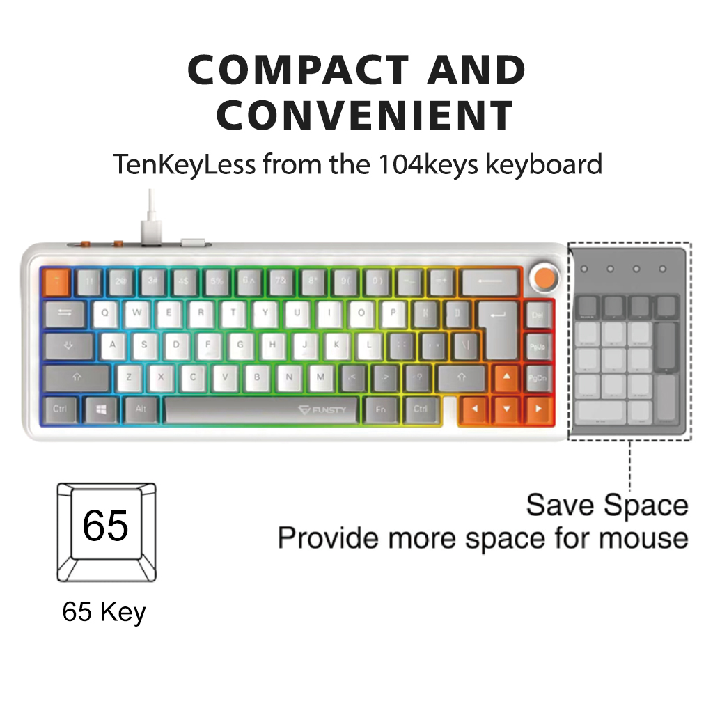MK664 65-key compact keyboard layout with arrow and navigation keys
