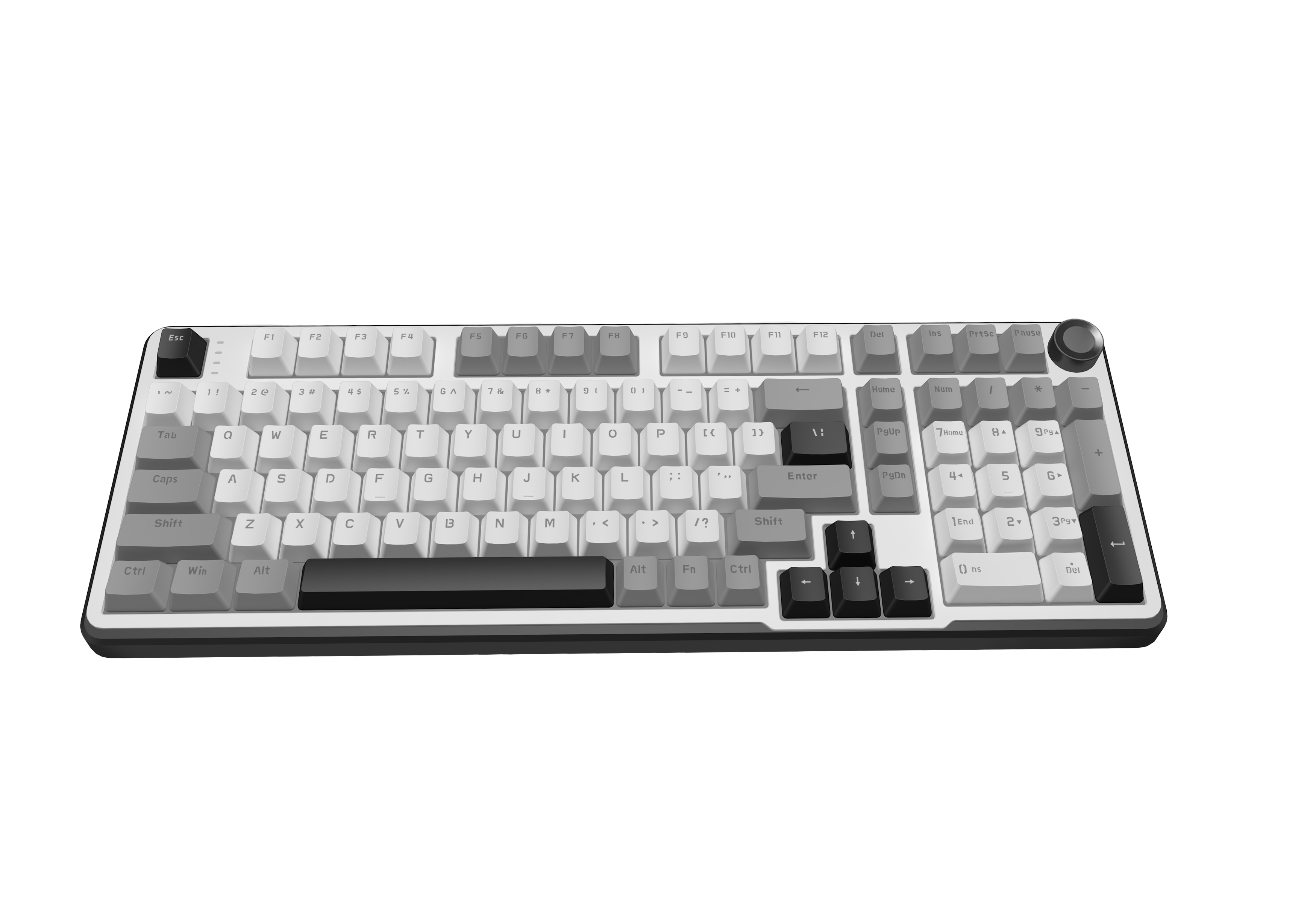 MK700 full-size mechanical keyboard with volume knob, angled view