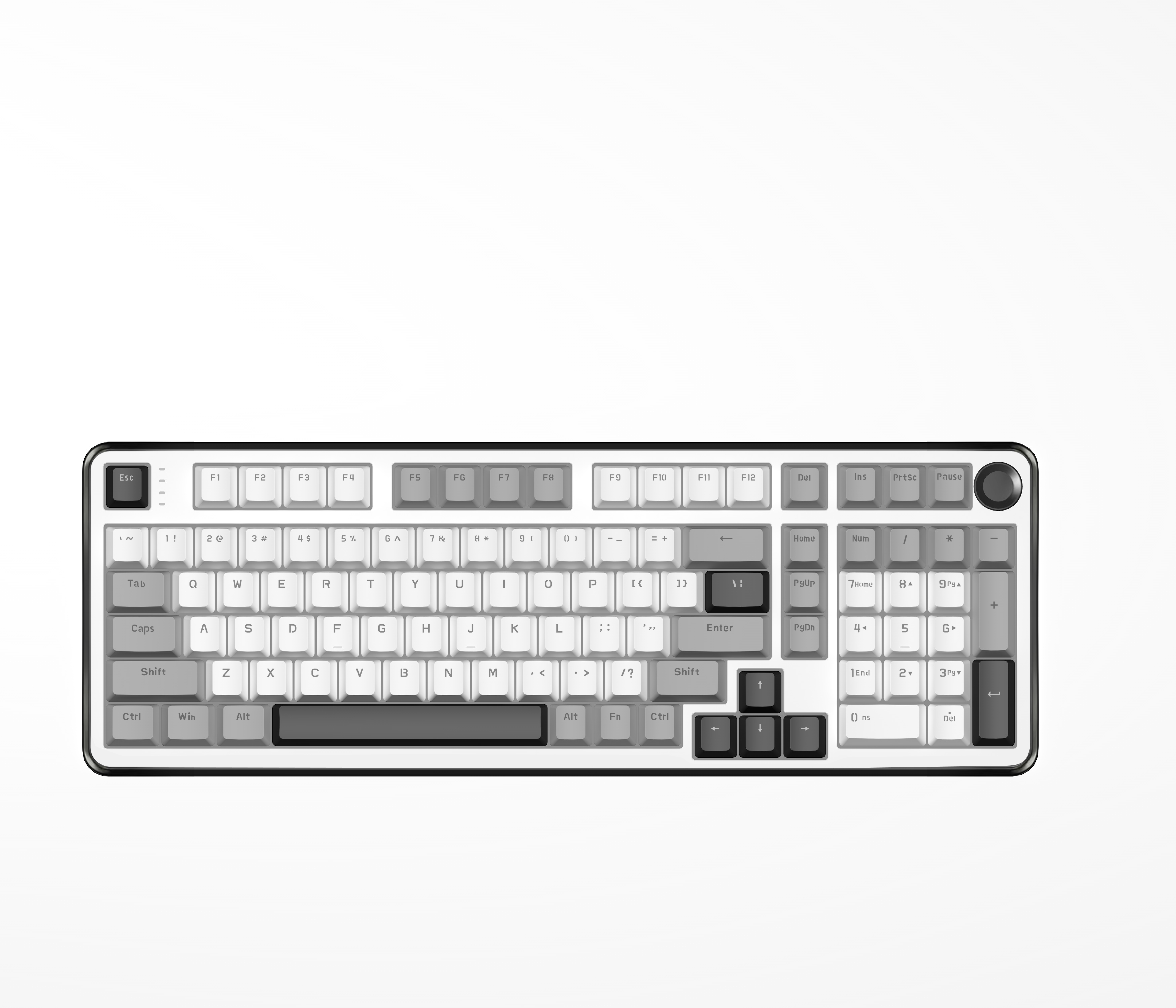 MK700 full-size gray and white RGB mechanical keyboard with numeric keypad